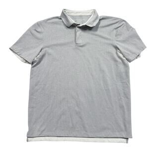 Outdoor‎ Voices Men's Polo Shirt Size Medium Gray Vented Short Sleeve Preppy
